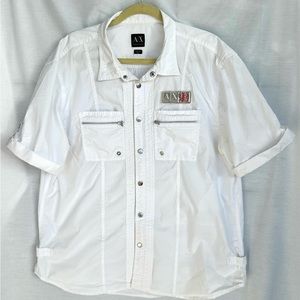 Armani Exchange mens white shirt sleeve shirt